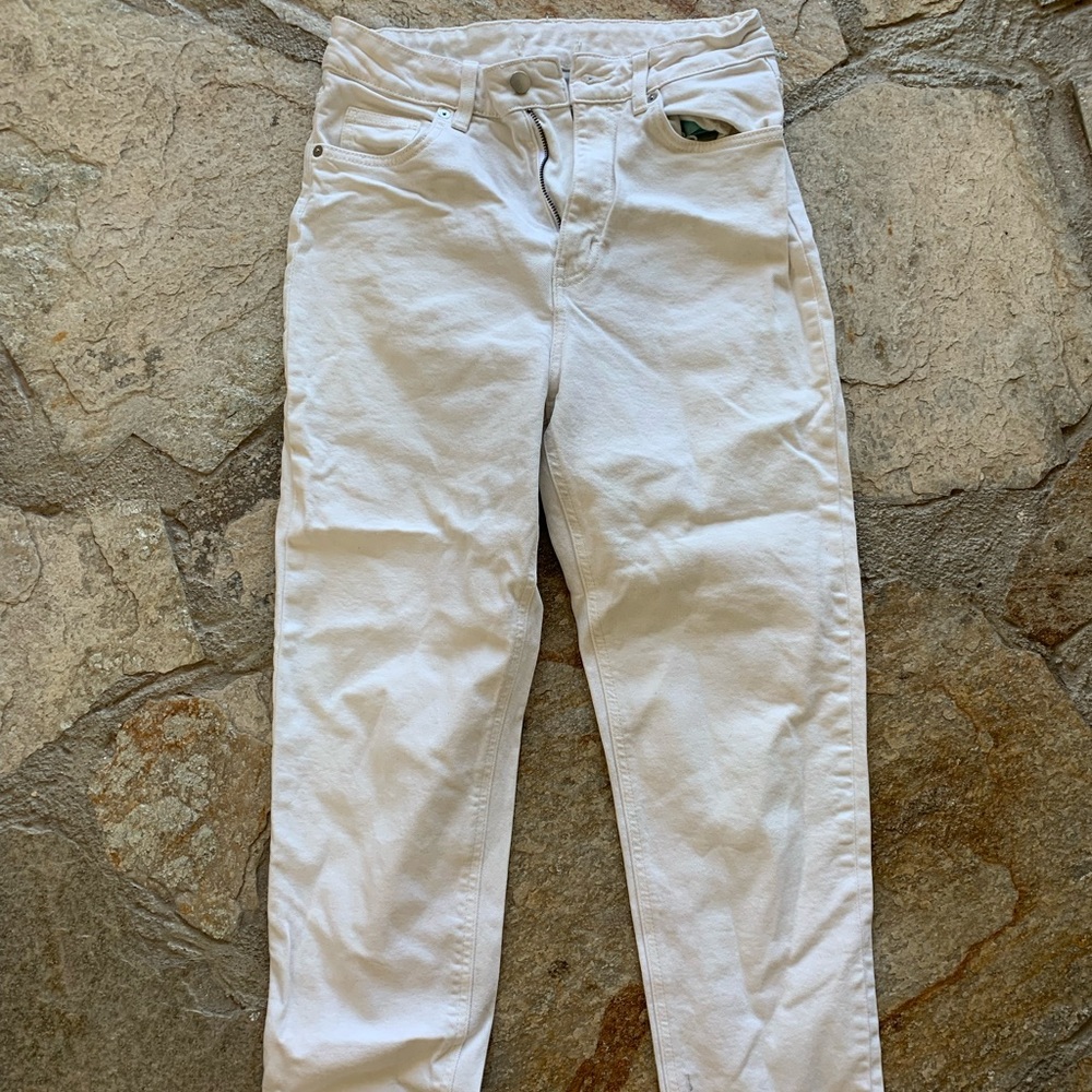 Thrifted no brand white stretchy denim jeans